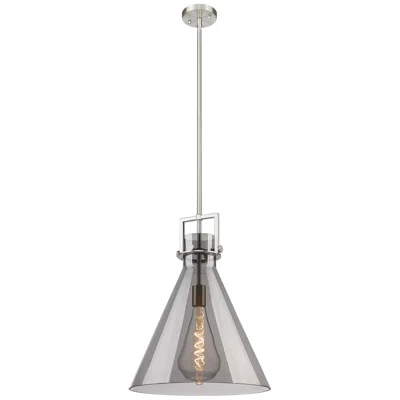 Innovations Lighting Newton Cone 16" Wide Stem Hung Satin Nickel Pendant With Smoke Shade