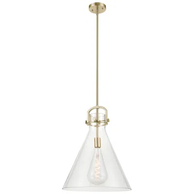 Innovations Lighting Newton Cone 16"w Champagne Bronze Stem Arched Pendant With Clear Shade