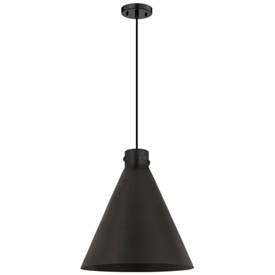 Innovations Lighting Newton Cone 18" Wide Matte Black Cord Hung Pendant With Matte Black Sh
