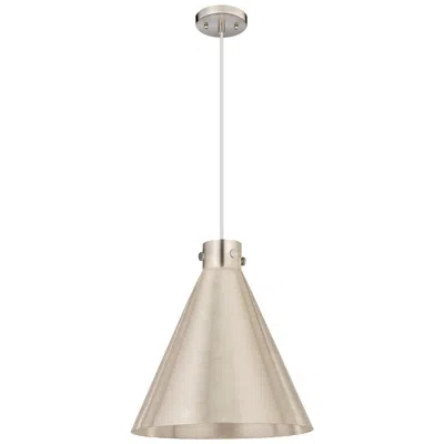 Innovations Lighting Newton Cone 18" Wide Satin Nickel Cord Hung Pendant With Satin Nickel
