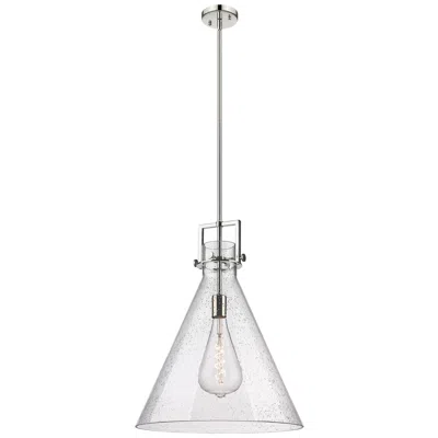 Innovations Lighting Newton Cone 18" Wide Stem Hung Polished Nickel Pendant With Seedy Shad