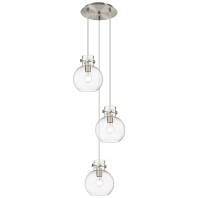 Innovations Lighting Newton Cone 18.63"w 6 Light Polished Nickel Multi Pendant W/ Seedy Sha