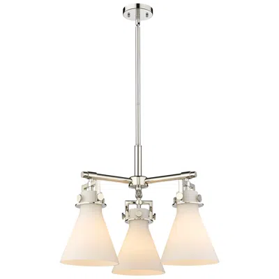 Innovations Lighting Newton Cone 20.38"w 3 Light Polished Nickel Stemmed Pendant W/ White S