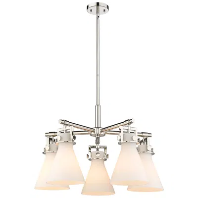 Innovations Lighting Newton Cone 26"w 5 Light Polished Nickel Stemmed Chandelier W/ White S