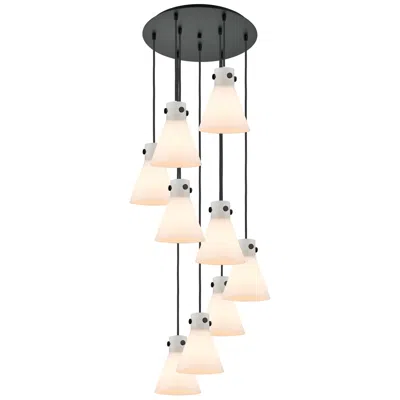 Innovations Lighting Newton Cone 39.75"w 5 Light Polished Nickel Linear Pendant W/ Smoke Sh In Black