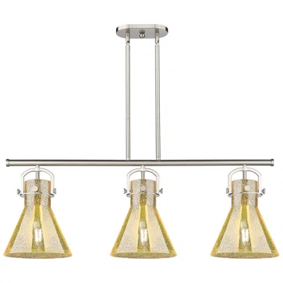 Innovations Lighting Newton Cone 42"w 3-lt Satin Nickel Stem Arch Island-lt W/ Mercury Shade
