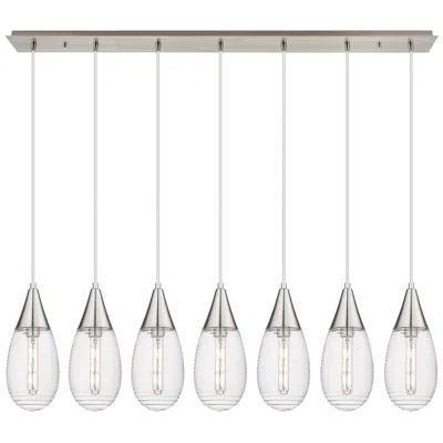 Innovations Lighting Newton Cone 51.75" Wide 7 Light Matte Black Linear Pendant With Seedy In Gray