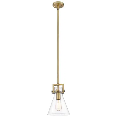Innovations Lighting Newton Cone 8" Brushed Brass Stem Hung Mini Pendant
