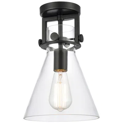Innovations Lighting Newton Cone 8" Led Flush Mount - Matte Black - Clear Shade