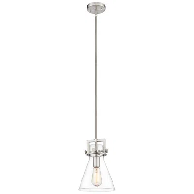 Innovations Lighting Newton Cone 8" Led Mini Pendant - Brushed Satin Nickel - Clear