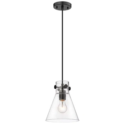 Innovations Lighting Newton Cone 8" Matte Black Clear Glass Pendant