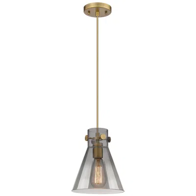 Innovations Lighting Newton Cone 8" Wide Brushed Brass Cord Hung Pendant With Plated Smoke