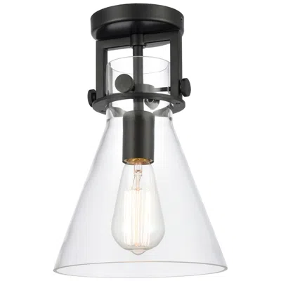 Innovations Lighting Newton Cone 8" Wide Matte Black Flush Mount With Clear Shade