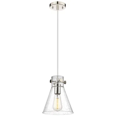 Innovations Lighting Newton Cone 8" Wide Polished Nickel Cord Hung Pendant With Seedy Shade