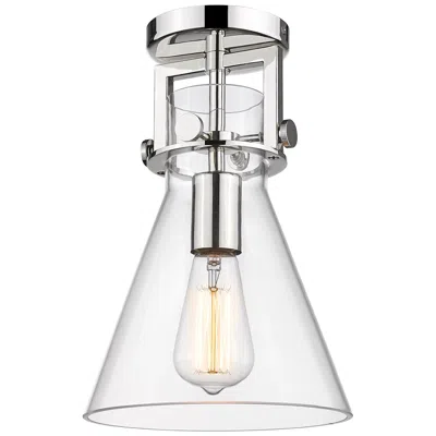 Innovations Lighting Newton Cone 8" Wide Polished Nickel Flush Mount With Clear Shade