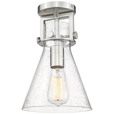 Innovations Lighting Newton Cone 8" Wide Satin Nickel Flush Mount With Seedy Shade