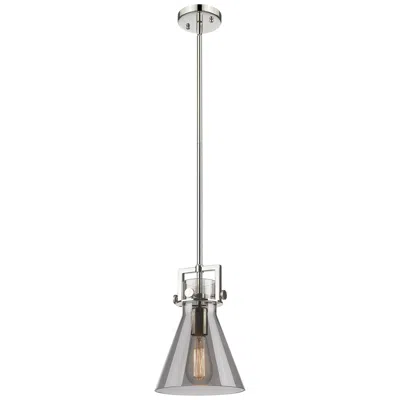 Innovations Lighting Newton Cone 8" Wide Stem Hung Polished Nickel Pendant With Smoke Shade