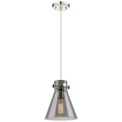 Innovations Lighting Newton Cone 8"w Polished Nickel Cord Hung Pendant With Plated Smoke Sh