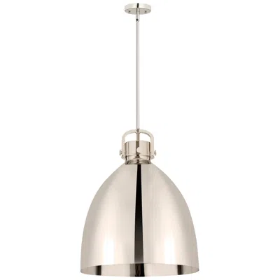 Innovations Lighting Newton Metal Bell 18"w Polished Nickel Stemmed Pendant W/ Nickel Shade