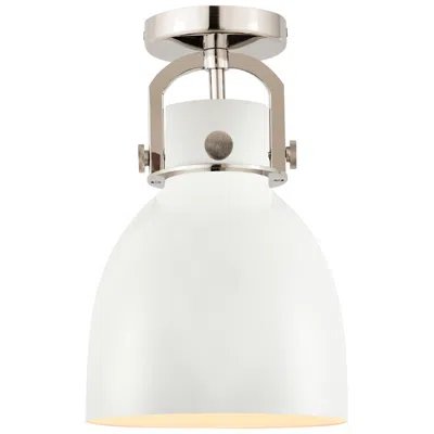 Innovations Lighting Newton Metal Bell 8" Wide Polished Nickel Flush Mount W/ Matte White S