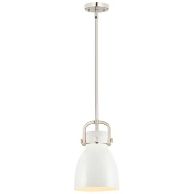 Innovations Lighting Newton Metal Bell 8"w Polished Nickel Stemmed Pendant W/ Matte White S