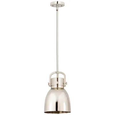 Innovations Lighting Newton Metal Bell 8"w Polished Nickel Stemmed Pendant W/ Nickel Shade