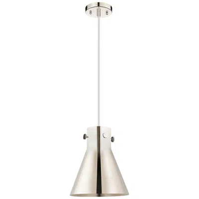 Innovations Lighting Newton Metal Cone 10"w Polished Nickel Corded Pendant W/ Nickel Shade