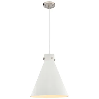 Innovations Lighting Newton Metal Cone 14" Wide Satin Nickel Corded Pendant W/ Matte White