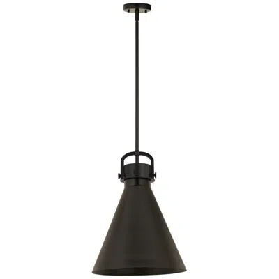 Innovations Lighting Newton Metal Cone 16" Wide Matte Black Stemmed Pendant W/ Matte Black