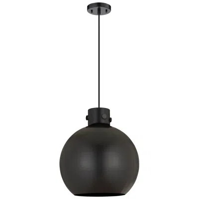 Innovations Lighting Newton Metal Sphere 14"w Matte Black Corded Pendant W/ Matte Black Sha