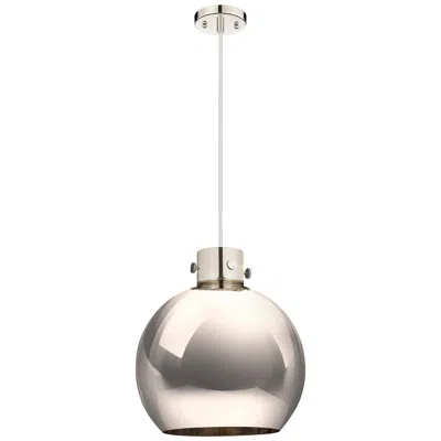 Innovations Lighting Newton Metal Sphere 14"w Polished Nickel Cord Pendant W/ Nickel Shade