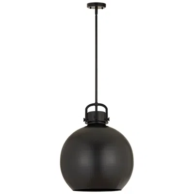 Innovations Lighting Newton Metal Sphere 16"w Matte Black Stem Hung Pendant W/ Matte Black