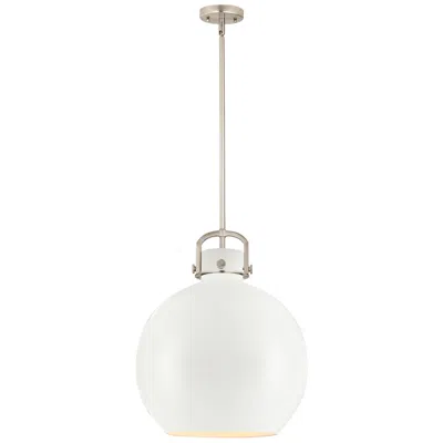 Innovations Lighting Newton Metal Sphere 16"w Satin Nickel Stemmed Pendant W/ Matte White S