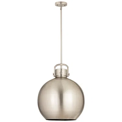 Innovations Lighting Newton Metal Sphere 16"w Satin Nickel Stemmed Pendant W/ Satin Nickel