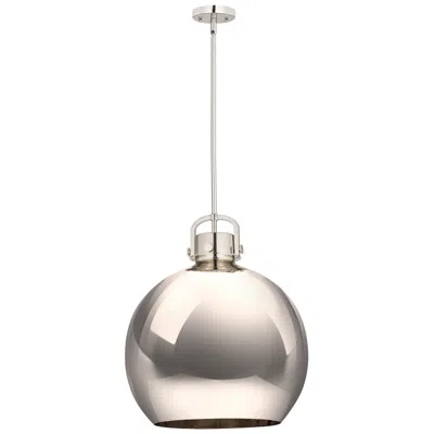 Innovations Lighting Newton Metal Sphere 18"w Polished Nickel Stemmed Pendant W/ Nickel Sha