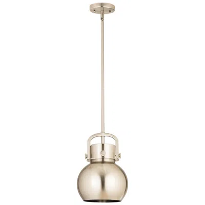 Innovations Lighting Newton Metal Sphere 8"w Satin Nickel Stemmed Pendant W/ Satin Nickel S In Brown
