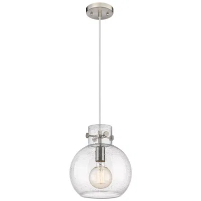 Innovations Lighting Newton Sphere 10" Wide Satin Nickel Cord Hung Pendant With Seedy Shade