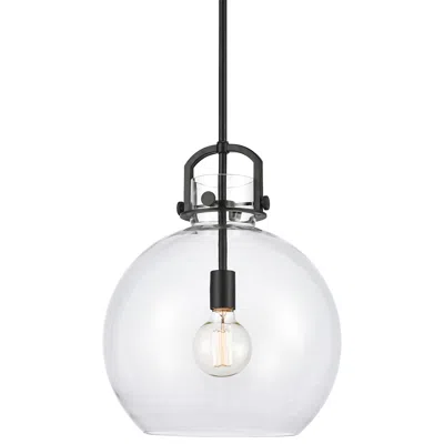 Innovations Lighting Newton Sphere 14" Black And Clear Glass Pendant