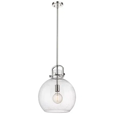 Innovations Lighting Newton Sphere 14" Wide Stem Hung Polished Nickel Pendant With Seedy Sh