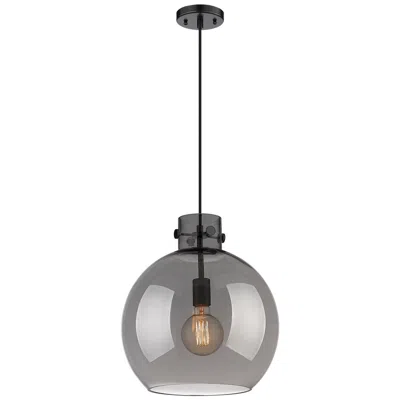 Innovations Lighting Newton Sphere 14"w Matte Black Cord Hung Pendant With Plated Smoke Sha