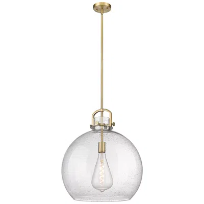 Innovations Lighting Newton Sphere 18" Wide Stem Hung Brushed Brass Pendant With Seedy Shad