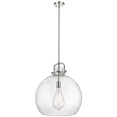 Innovations Lighting Newton Sphere 18" Wide Stem Hung Polished Nickel Pendant With Clear Sh