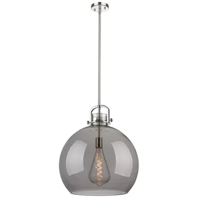 Innovations Lighting Newton Sphere 18" Wide Stem Hung Polished Nickel Pendant With Smoke Sh