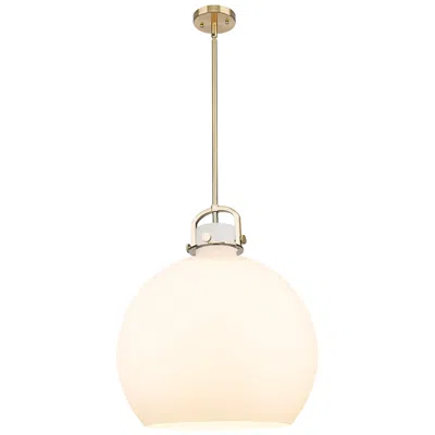 Innovations Lighting Newton Sphere 18"w Champagne Stem Arched Pendant With White Shade