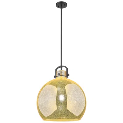 Innovations Lighting Newton Sphere 18"w Matte Black Stem Arched Pendant With Mercury Shade