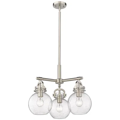 Innovations Lighting Newton Sphere 20.4"w 3 Light Stem Hung Satin Nickel Pendant W/ Seedy S