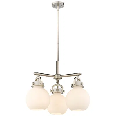 Innovations Lighting Newton Sphere 20.4"w 3 Light Stem Hung Satin Nickel Pendant W/ White S