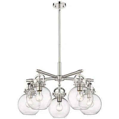 Innovations Lighting Newton Sphere 26"w 5 Light Polished Nickel Stem Chandelier W/ Clear Sh