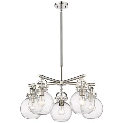 Innovations Lighting Newton Sphere 26"w 5 Light Polished Nickel Stem Chandelier W/ Seedy Sh