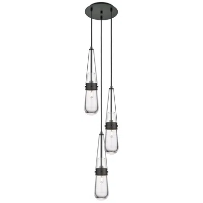 Innovations Lighting Newton Sphere 39.75"w 3 Light Brushed Nickel Linear Pendant W/ Smoke S